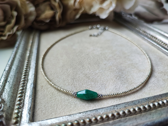 グリーンアベンチュリンのシンプルチョーカーネックレス 10枚目の画像
