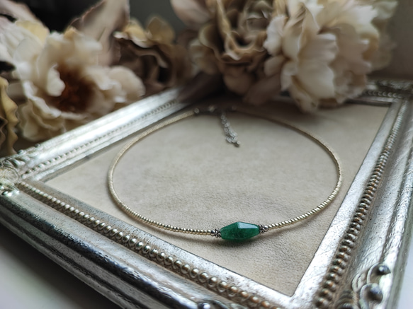 グリーンアベンチュリンのシンプルチョーカーネックレス 8枚目の画像