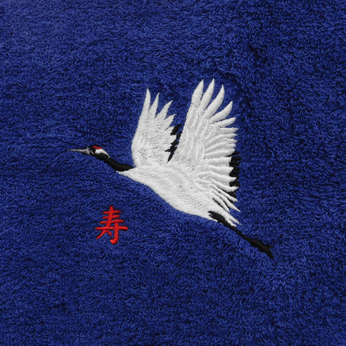 ホリアクくじ サイン入りタオル 丹頂鶴とお祝い文字またはお名前刺繍入り今治フェイスタオル