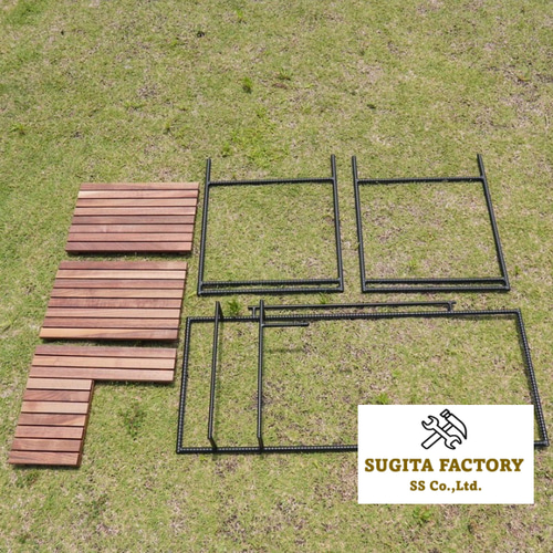 銘木ウォールナット無垢材タフまるJr対応アイアンテーブルアイアン