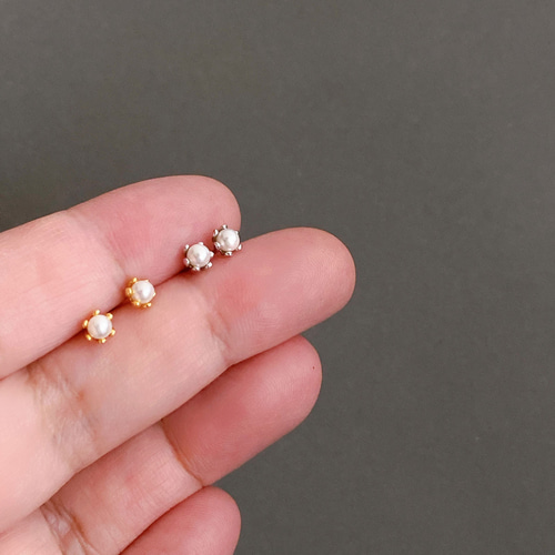No.86✴︎アレルギー対応✴︎4つセット♡お花のビーズ1粒♡ピアス・イヤリング silver925 一粒 パール ピアス K14GP ミニピアス 爪留め アレルギー