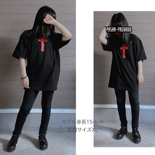 サブカル地雷 Tシャツ 黒 ブラック 白 ホワイト 赤 病みかわいい