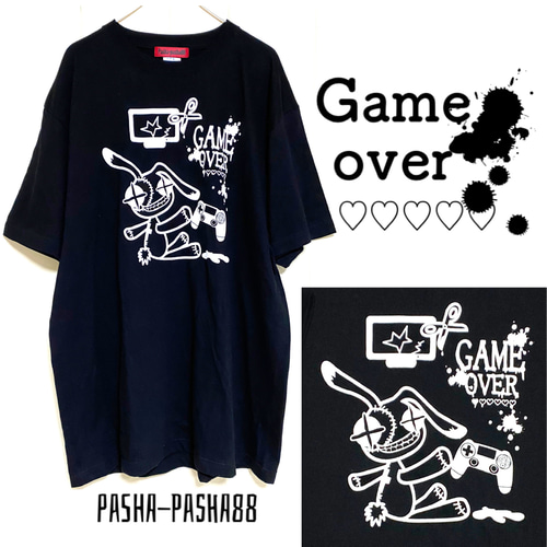 Tシャツ サブカル地雷 黒 ブラック 兎 うさぎ 病 みかわいい