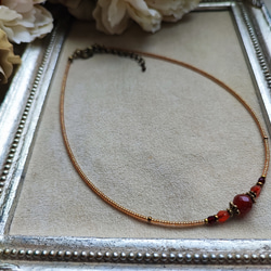 8ミリカット玉レッドアゲートのアンティーク風チョーカーネックレス 12枚目の画像