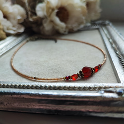 8ミリカット玉レッドアゲートのアンティーク風チョーカーネックレス 2枚目の画像