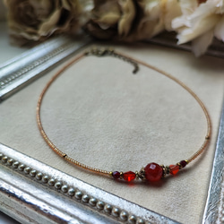 8ミリカット玉レッドアゲートのアンティーク風チョーカーネックレス 19枚目の画像