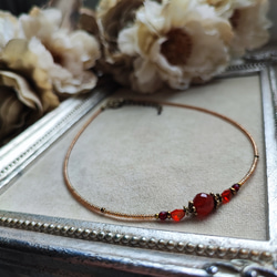 8ミリカット玉レッドアゲートのアンティーク風チョーカーネックレス 11枚目の画像