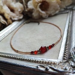 8ミリカット玉レッドアゲートのアンティーク風チョーカーネックレス 5枚目の画像