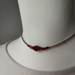 8ミリカット玉レッドアゲートのアンティーク風チョーカーネックレス 18枚目の画像