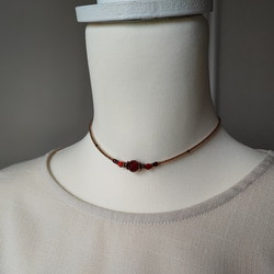 8ミリカット玉レッドアゲートのアンティーク風チョーカーネックレス 3枚目の画像