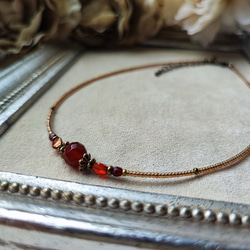 8ミリカット玉レッドアゲートのアンティーク風チョーカーネックレス 10枚目の画像