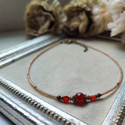 8ミリカット玉レッドアゲートのアンティーク風チョーカーネックレス 8枚目の画像