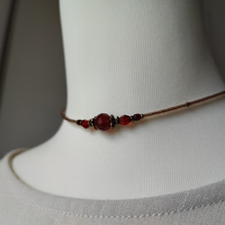 8ミリカット玉レッドアゲートのアンティーク風チョーカーネックレス 9枚目の画像