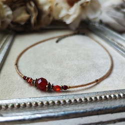 8ミリカット玉レッドアゲートのアンティーク風チョーカーネックレス 17枚目の画像