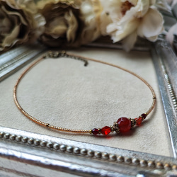 8ミリカット玉レッドアゲートのアンティーク風チョーカーネックレス 20枚目の画像