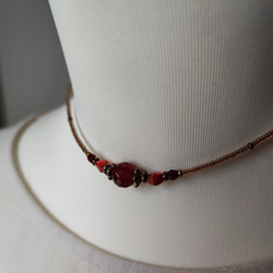 8ミリカット玉レッドアゲートのアンティーク風チョーカーネックレス 13枚目の画像