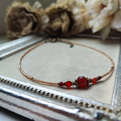 8ミリカット玉レッドアゲートのアンティーク風チョーカーネックレス 15枚目の画像