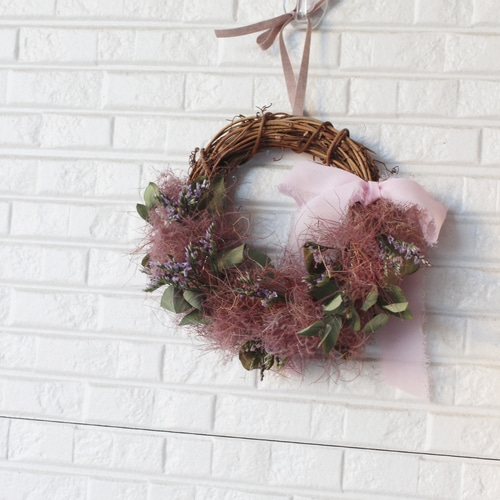 スモークツリーのミニハーフリース ドライフラワー petit chocolat