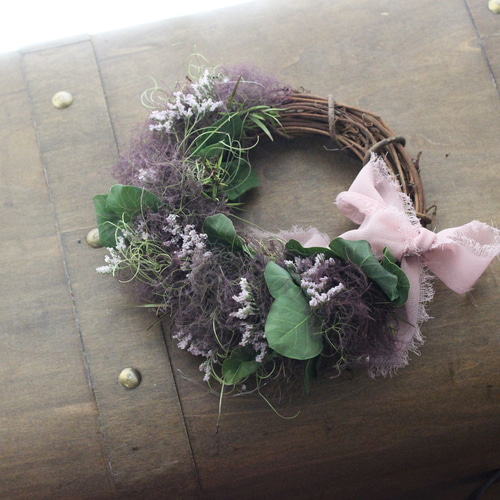 スモークツリーのミニハーフリース ドライフラワー petit chocolat