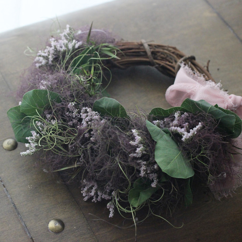 スモークツリーのミニハーフリース ドライフラワー petit chocolat