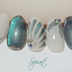 No740/ジェルネイル☆ネイルチップ~付け爪☆海ネイル/波ネイル☆イルカ