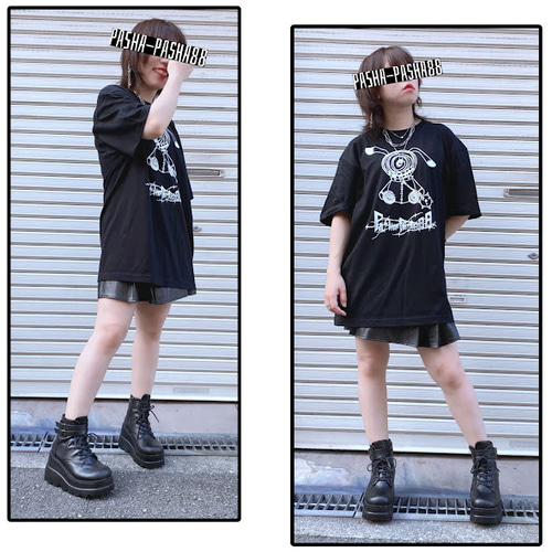 病みかわいい 地雷 サブカル地雷 Tシャツ ブラック 黒 赤 レッド