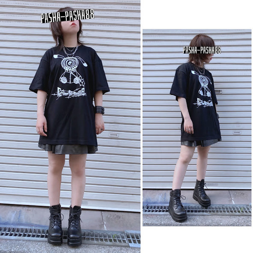 病みかわいい 地雷 サブカル地雷 Tシャツ ブラック 黒 赤 レッド