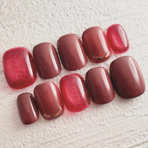ボルドー×赤マグネットネイル ネイルチップ（つけ爪） Eternal 通販