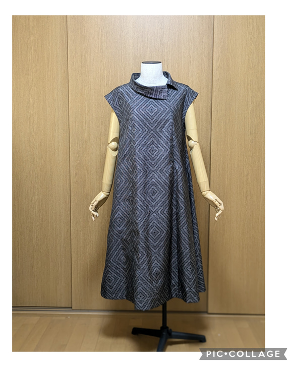 SOLD　着物リメイク　ワンピース　大島紬　M〜L 