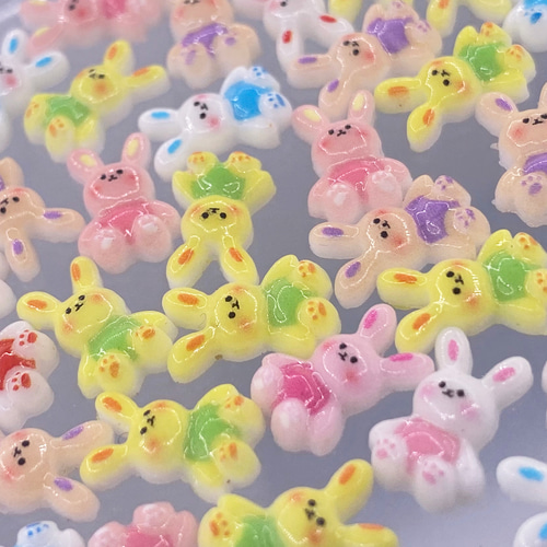 3dネイルパーツ デコパーツ パーツ ネイル ミニチュア うさぎ デコパーツ うさぎ リボン 7mm 250個 動物 顔 3D アニマル