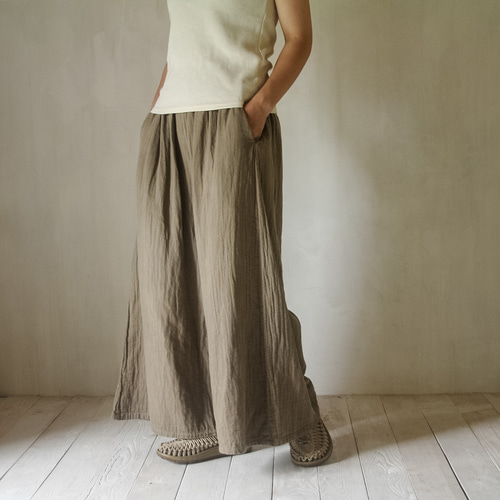 nadesiko / 老竹色 草木染めダブルガーゼワイドパンツ