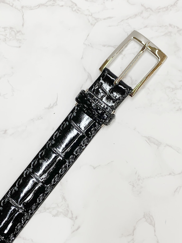 日本製　クロコダイル　手縫い　L L サイズ　ハンドステッチ　ベルト　３５㎜巾　上質　エキゾチックレザー 画像参照