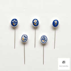 【new！】青いお花のまち針【架空の植物図鑑】 4枚目の画像