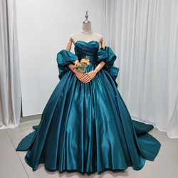 送料無料！カラードレス 鬱金色 オフショルダー ふっくら柔らかな