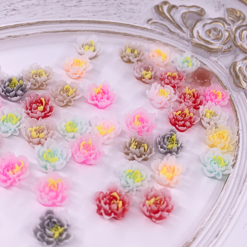 ネイルパーツ フラワー 8mm 混色 立体 100個 花びら 艶消し