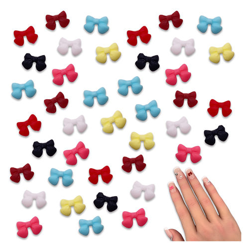 ネイルパーツ リボン 小さめ カラフル 7mm 艶消し 100個 ミニ 蝶結び