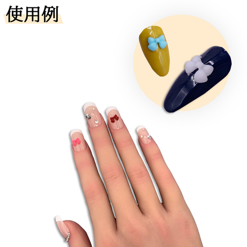 ネイルパーツ リボン 小さめ カラフル 7mm 艶消し 100個 ミニ 蝶結び