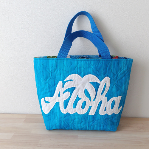 NO.198 ハワイアンキルトトートバッグ ハンドメイド Aloha