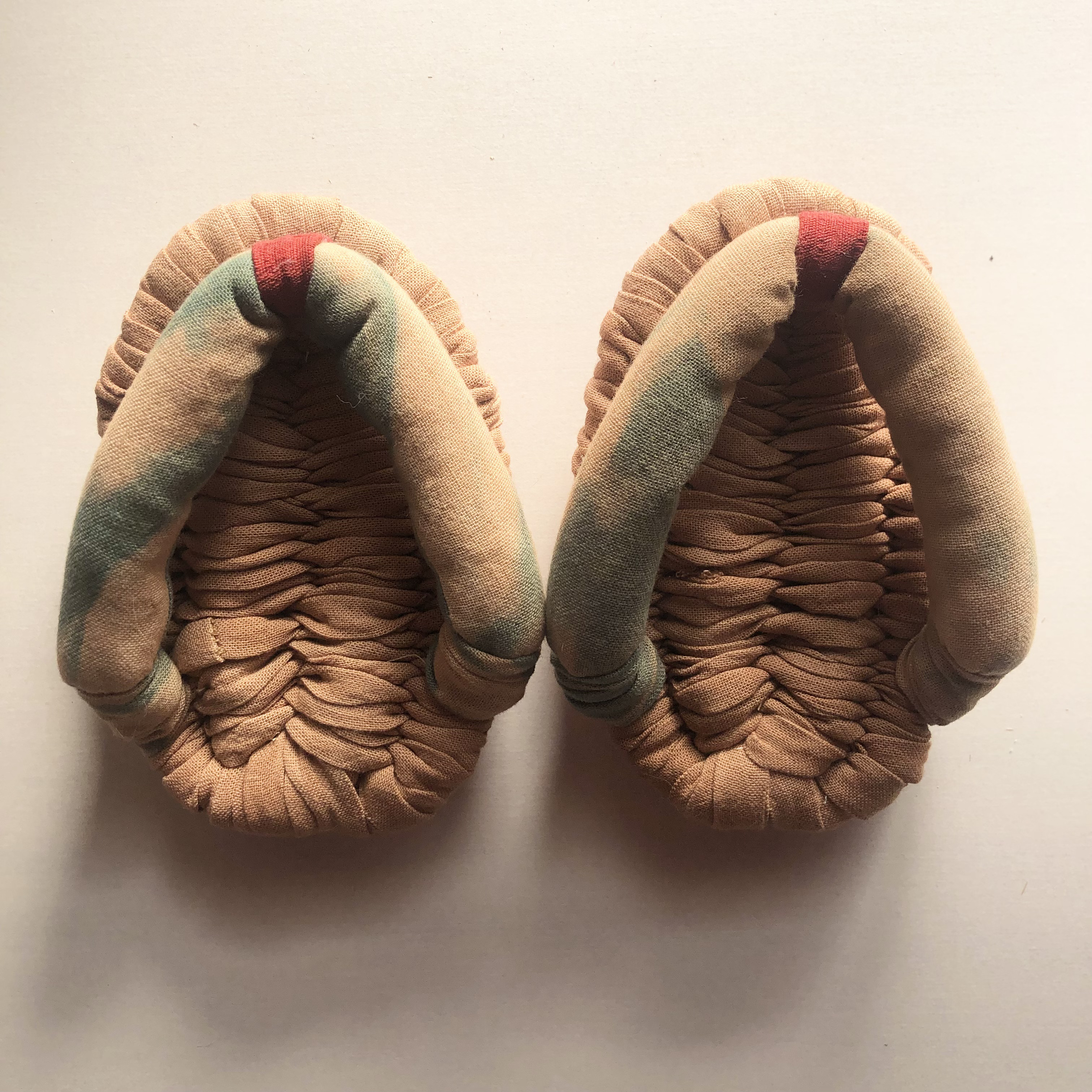 M天然素材だけで作った足半ぞうり(24〜25cm) /ルームシューズ/柿渋染と正藍染/雪駄
