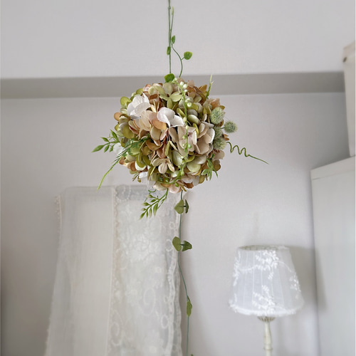 秋色紫陽花のフラワーボール ボールリース 紫陽花のフラワーボール | F L E U R I