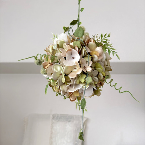 紫陽花フライングボール*・゜゜・*:.。..。.:*・ フライングフラワーボールの作り方【Hanging flower ball