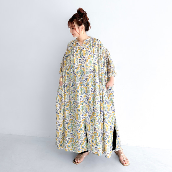 期間限定SALE】インド綿 ブロックプリントのロングシャツ