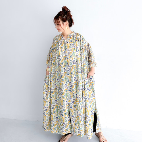 期間限定SALE】インド綿 ブロックプリントのロングシャツ