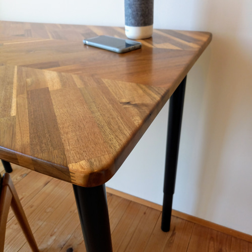 伸縮脚タイプ《奥行60㎝・角丸仕様》ワークデスク ヘリンボーン 天然