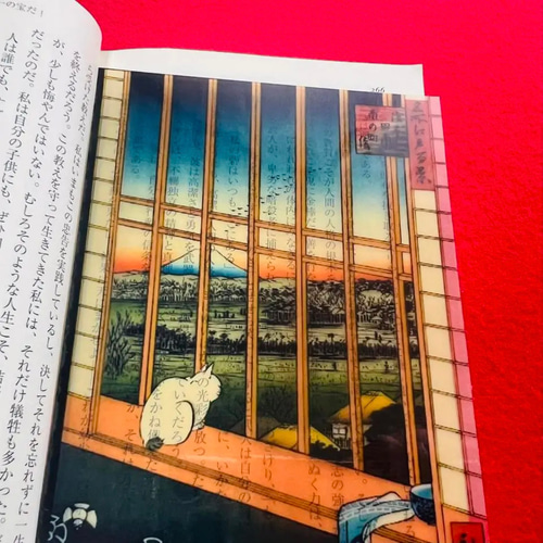 名画透明栞 歌川広重【浅草田浦酉の町詣】 猫 しおり・ブックマーク