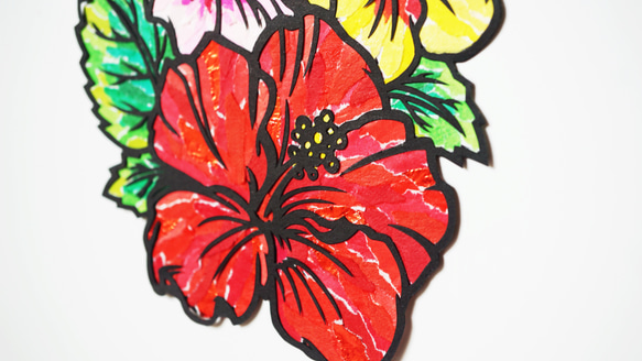 ちぎり絵×切り絵】原画アート 『hi-biscus（ハイビスカス）』 絵画 紙