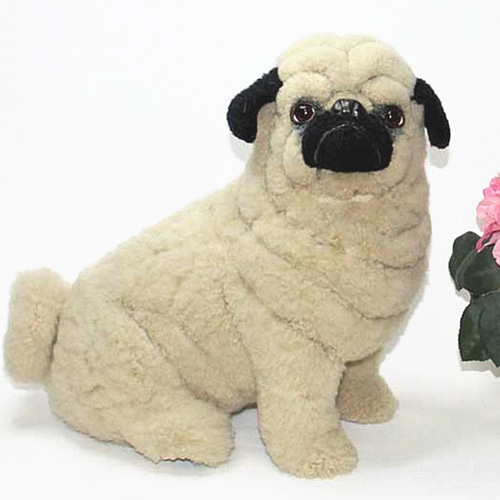 パグ犬 ヴィンテージ vintage ハンドメードアート リアルファーの