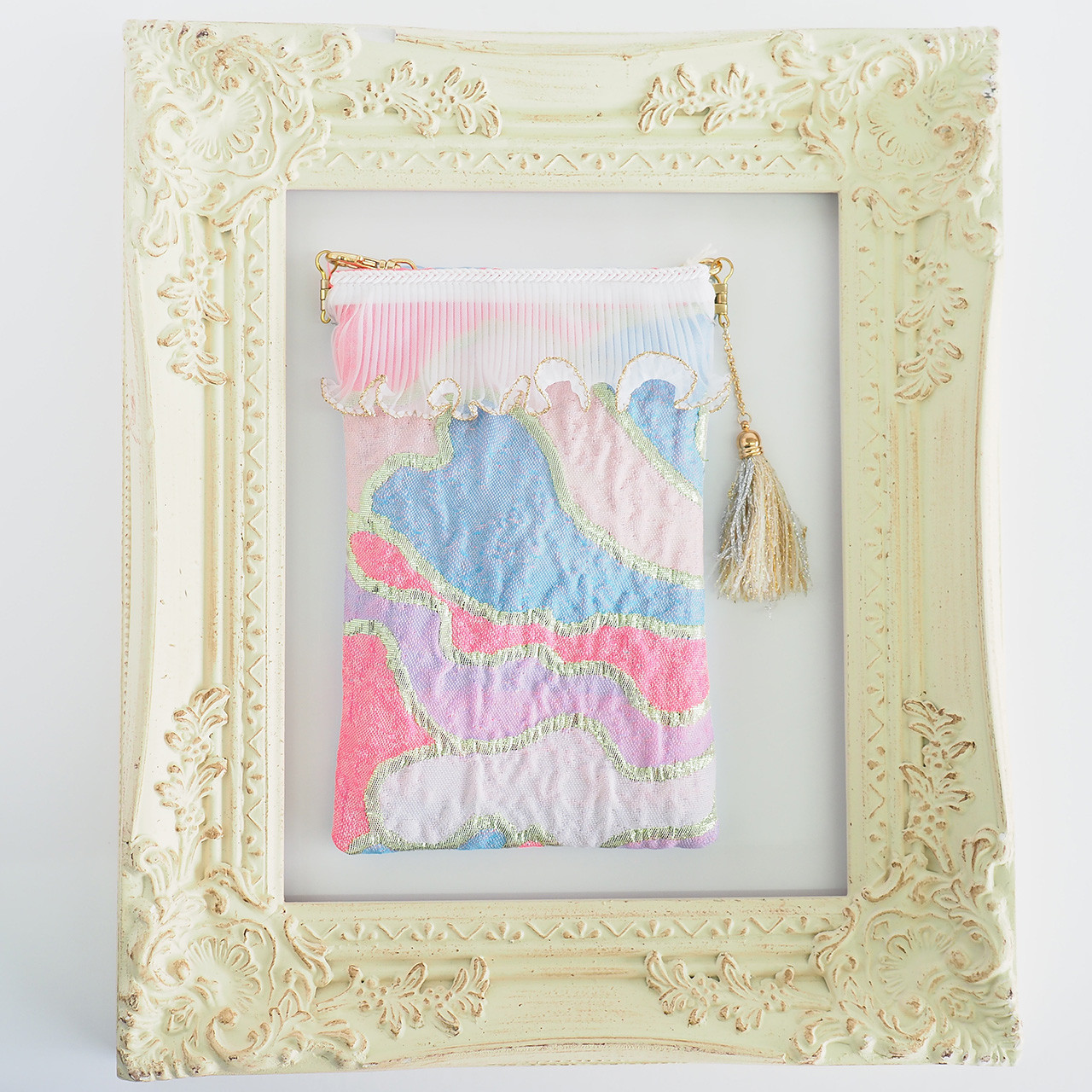 ○再販○フランスジャカード使用☆チョでかけポシェット パステルうずまき柄【ファンシードリーム】