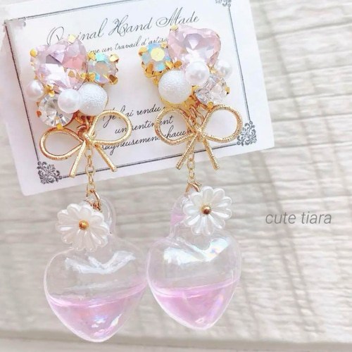 ラスト♡ピンクハート×ゆらゆらピンクハートピアスイヤリング ピアス 