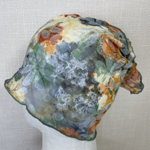 フランス生地カラフルドット&花柄レースハンドメイドネックウォーマー  